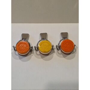 Vtg Lot Of 3 Travco Tap N' Cap Orng/Yel Cap-It Bottle Stopper Flip Top Hong Kong